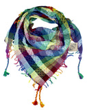 Jami rainbow keffiyeh by Tahrir Scarf (neck fold)