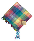 Sylvia (trans) keffiyeh rainbow by Tahrir Scarf in pink, light blue and white (shipping fold)