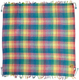 Sylvia (trans) keffiyeh rainbow by Tahrir Scarf in pink, light blue and white (full spread)