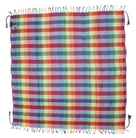 Victoria rainbow keffiyeh by Tahrir Scarf in red, white and blue (full spread)